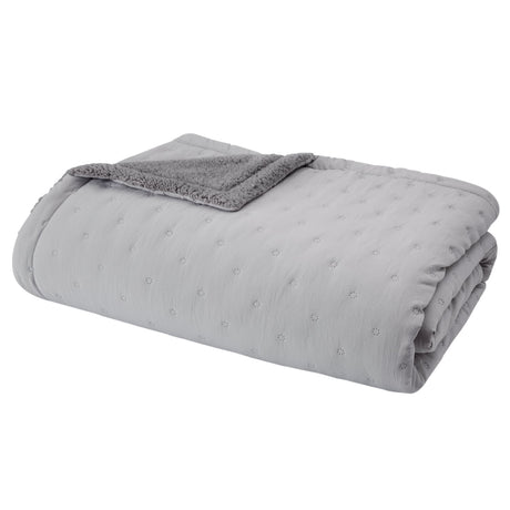 Catherine Lansfield Cosy Nori Sherpa Bedspread - Cosy Nori Sherpa Bedspread Silver