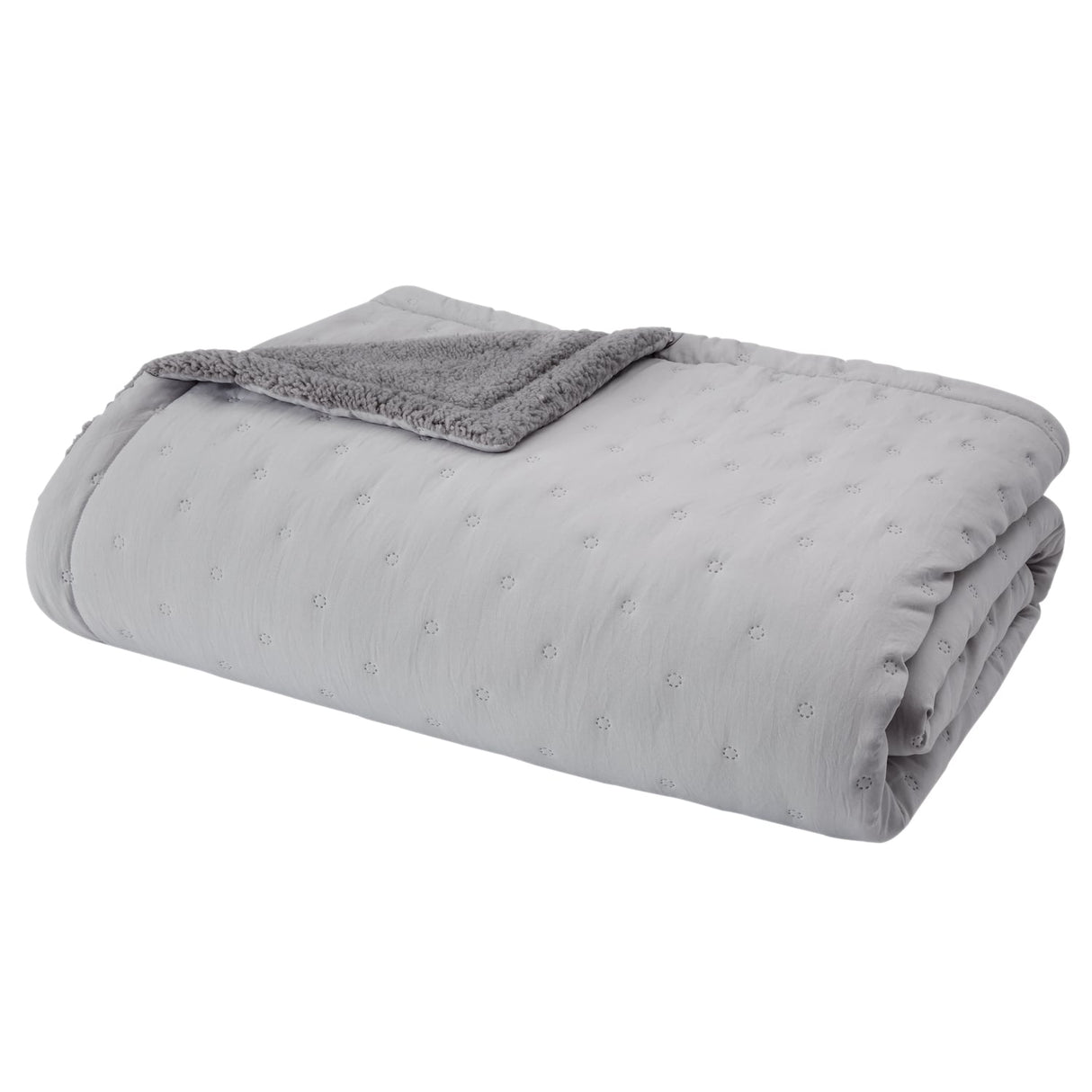 Catherine Lansfield Cosy Nori Sherpa Bedspread - Cosy Nori Sherpa Bedspread Silver