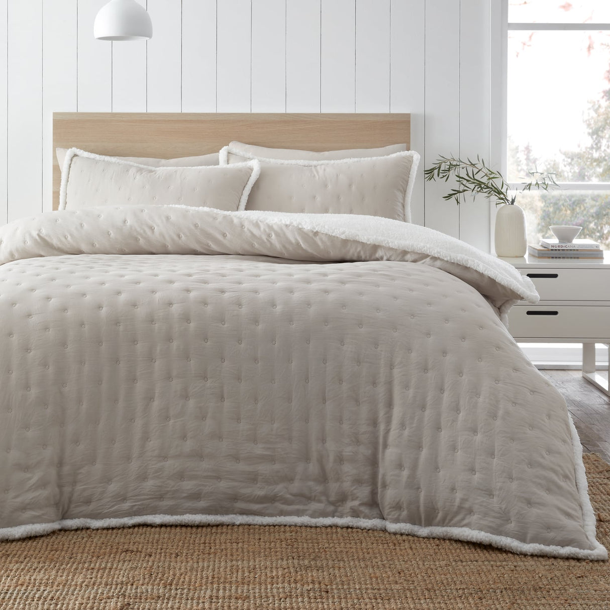 Catherine Lansfield Cosy Nori Sherpa Duvet Cover Set - Cosy Nori Sherpa Duvet Set Cream