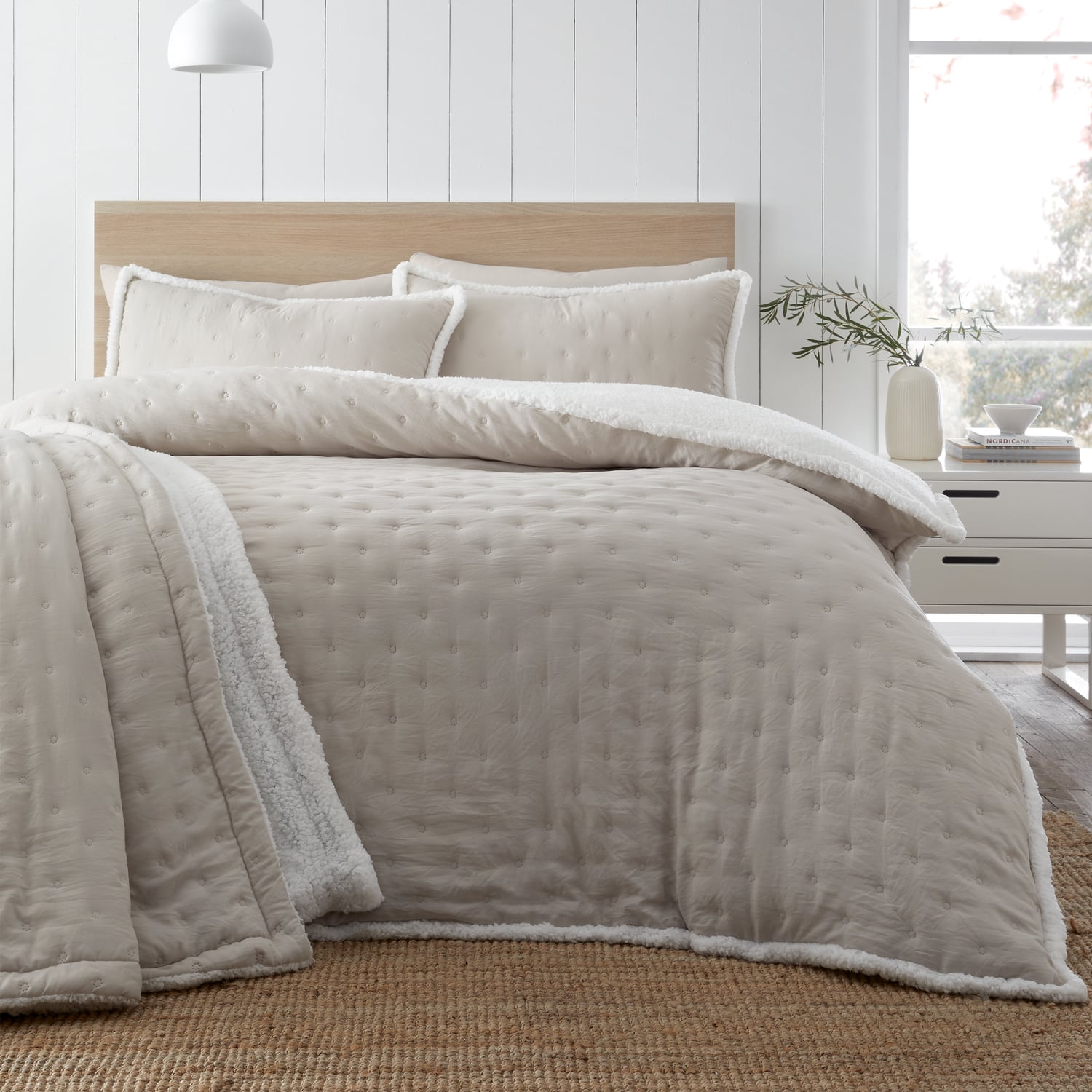 Catherine Lansfield Cosy Nori Sherpa Duvet Cover Set