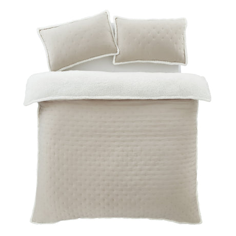 Catherine Lansfield Cosy Nori Sherpa Duvet Cover Set - Cosy Nori Sherpa Duvet Set Cream