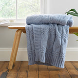 Bianca Cable Knit Cosy Throw 150cm x 200cm - Cable Knit Blue Throw