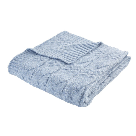 Bianca Cable Knit Cosy Throw 150cm x 200cm - Cable Knit Blue Throw