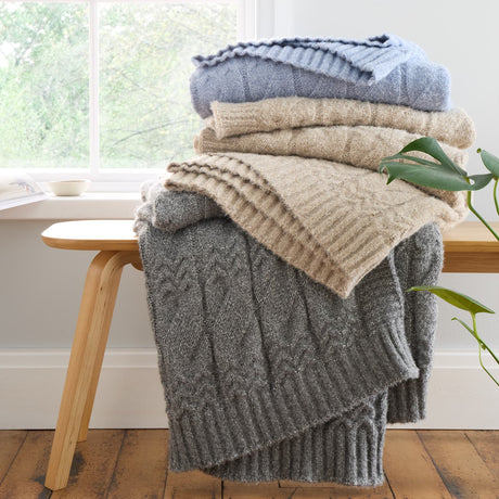Bianca Cable Knit Cosy Throw 150cm x 200cm - Cable Knit Group Shot