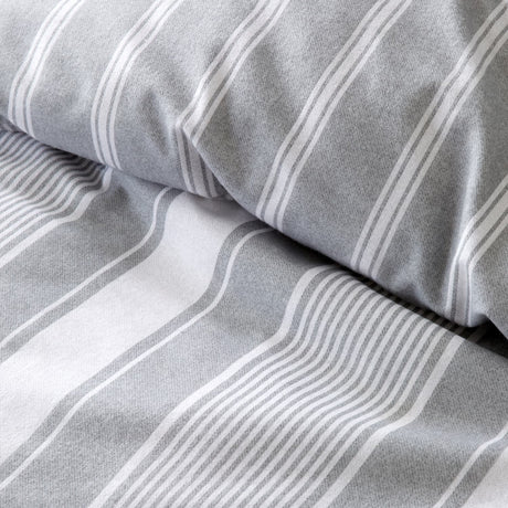 Bianca Ticking Stripe Brushed Cotton Flannelette Duvet Cover Set - Brushed Ticking Stripe Duvet Set