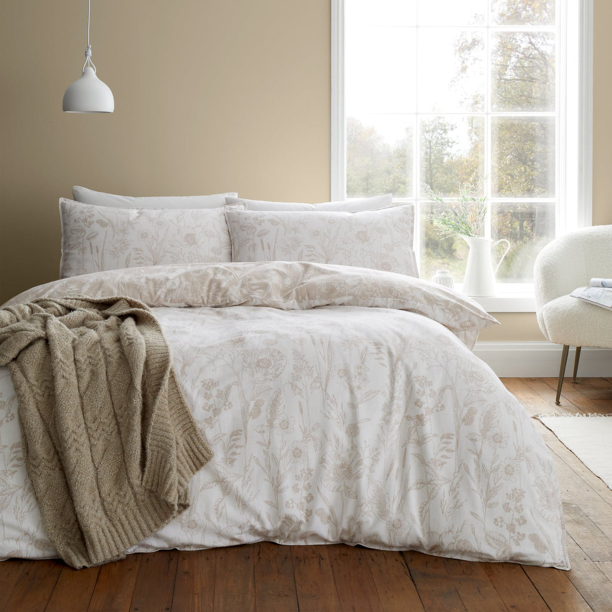 Bianca Fine Linens Brushed Floral Toile Duvet Cover Set