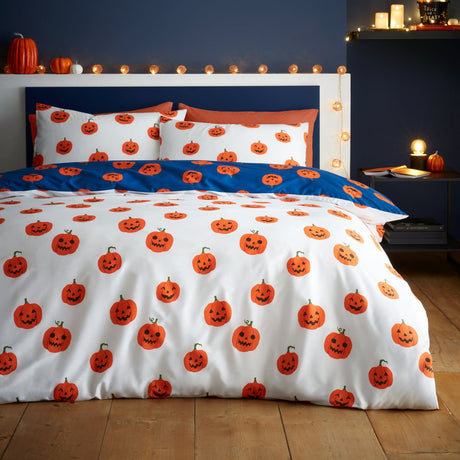 Catherine Lansfield Halloween Pumpkins Duvet Cover Set - Halloween Pumpkins Duvet Set