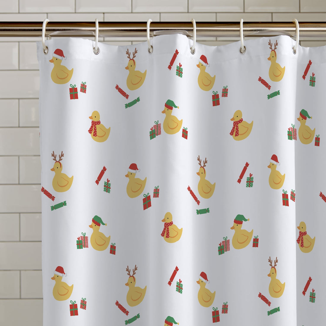 Catherine Lansfield Christmas Quacker Festive Duck Print Shower Curtain