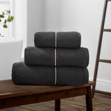 Bianca Zero Twist Satin Stitch 600gsm Cotton Towel - Black - Zero Twist Satin Stitch Towel Black