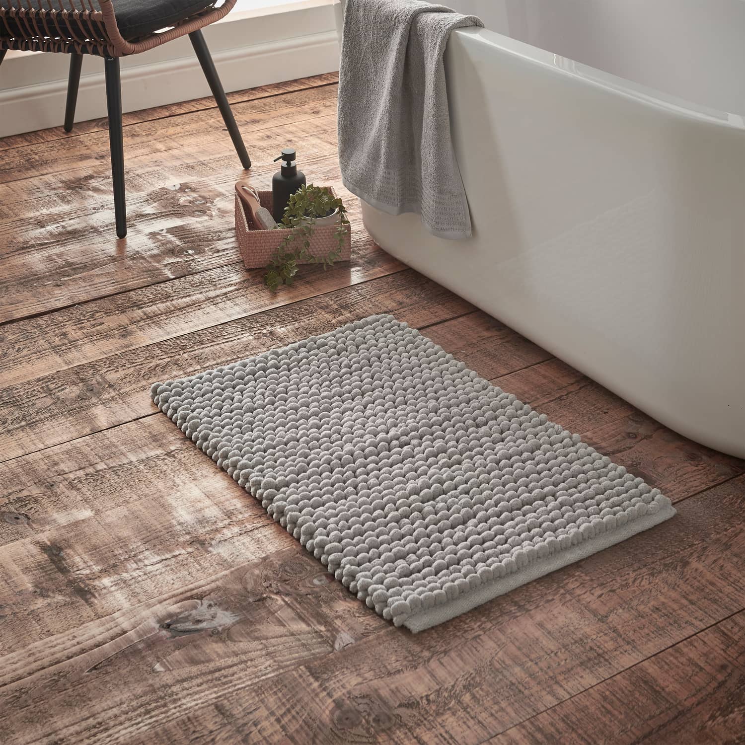 Bianca Aspen Bobble Blue Bath Mat 50x80cm - Aspen Bobble Bath Mat Grey