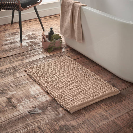 Bianca Aspen Bobble Blue Bath Mat 50x80cm - Aspen Bobble Bath Mat Natural