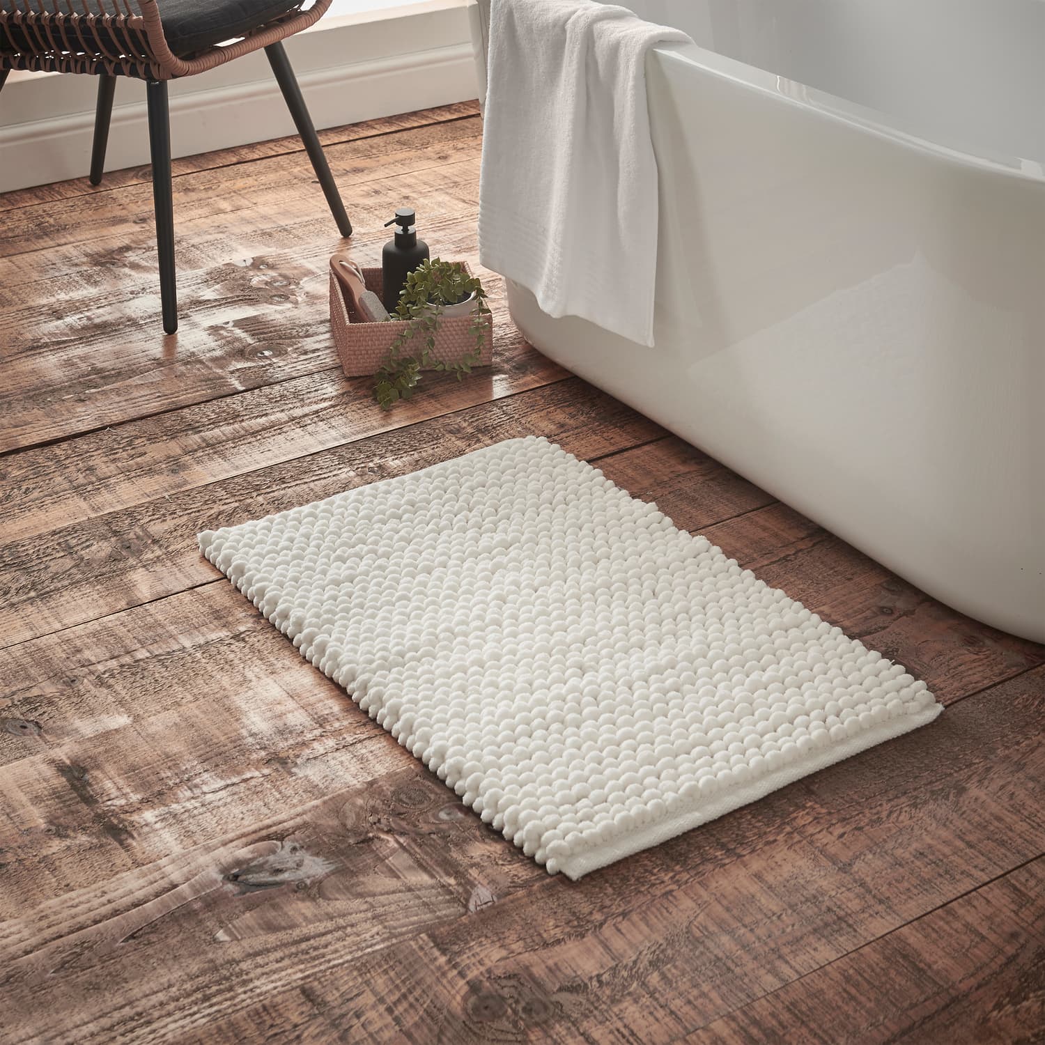 Bianca Aspen Bobble Blue Bath Mat 50x80cm - Aspen Bobble Bath Mat White