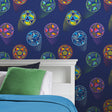 Catherine Lansfield Bright Football Navy Blue Wallpaper