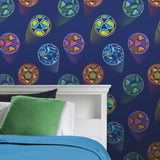 Catherine Lansfield Bright Football Navy Blue Wallpaper