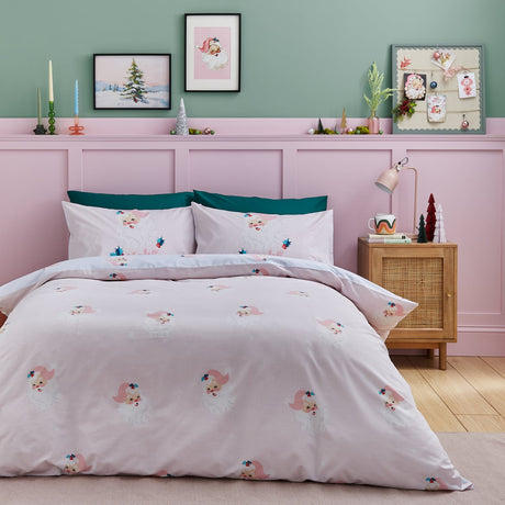 Catherine Lansfield Vintage Christmas Santa Duvet Cover Set - Vintage Christmas Santa Duvet Set