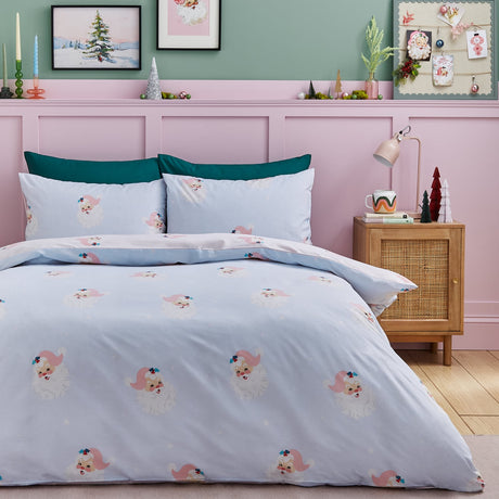 Catherine Lansfield Vintage Christmas Santa Duvet Cover Set - Vintage Christmas Santa Duvet Set