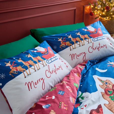Catherine Lansfield Christmas Santa's Workshop Duvet Cover Set - Santas Christmas Workshop Duvet Set