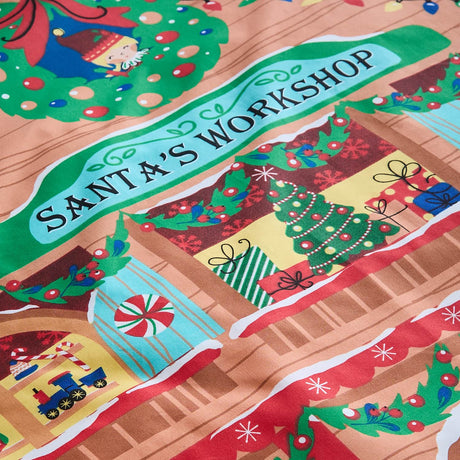 Catherine Lansfield Christmas Santa's Workshop Duvet Cover Set - Santas Christmas Workshop Duvet Set