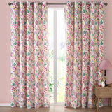 Catherine Lansfield Tilly Floral Eyelet Curtains - Pink Polycotton - Tilly Floral Curtains Pink