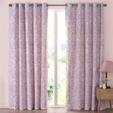 Catherine Lansfield Tilly Floral Eyelet Curtains - Pink Polycotton - Tilly Floral Curtains Pink