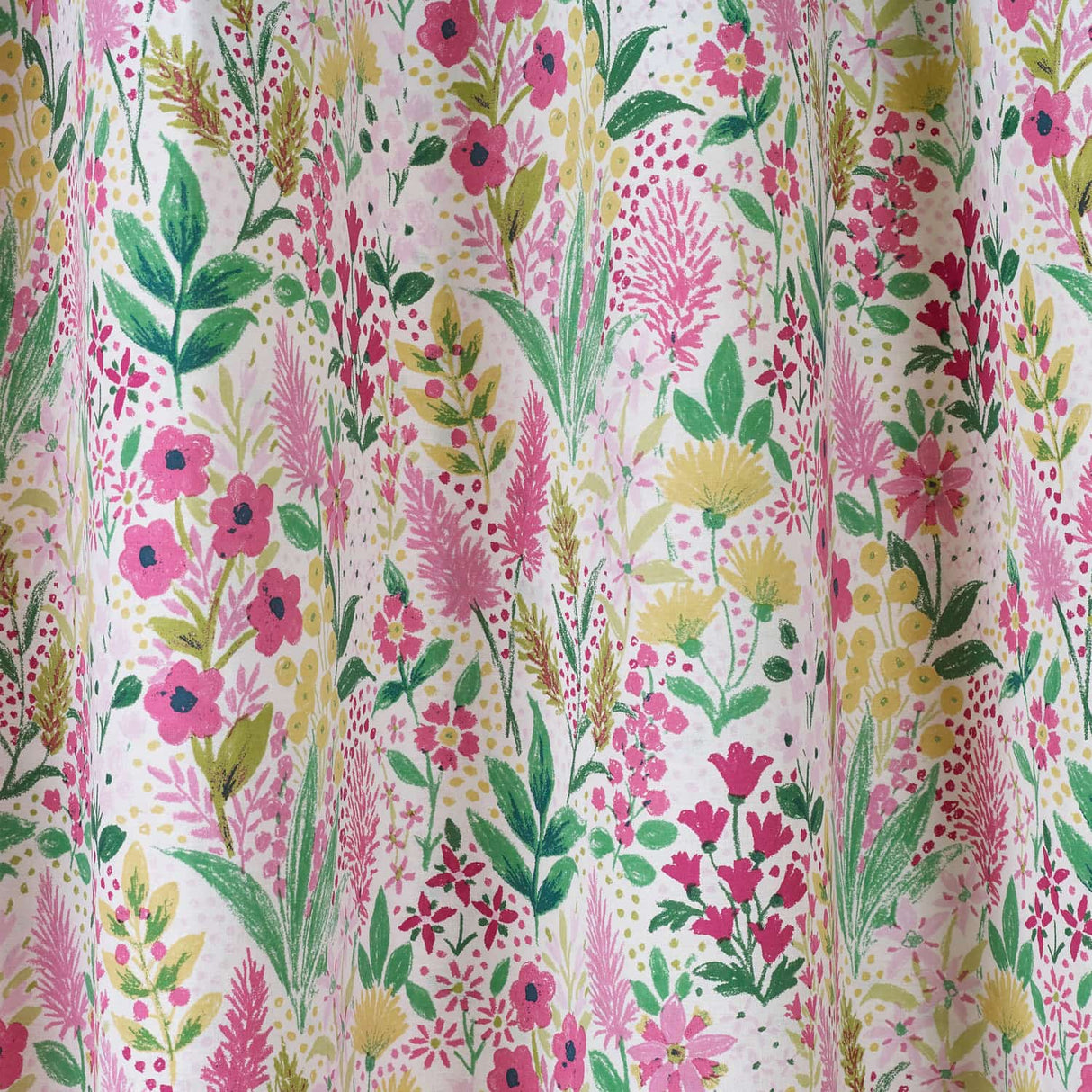 Catherine Lansfield Tilly Floral Eyelet Curtains - Pink Polycotton - Tilly Floral Curtains Pink