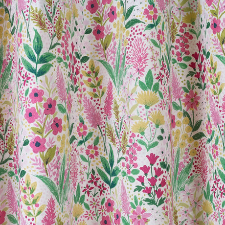 Catherine Lansfield Tilly Floral Eyelet Curtains - Pink Polycotton - Tilly Floral Curtains Pink