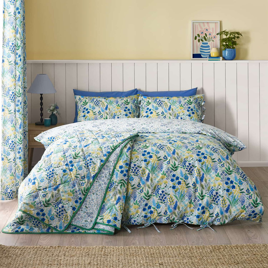 Catherine Lansfield Tilly Floral Blue Duvet Cover Bedding Set