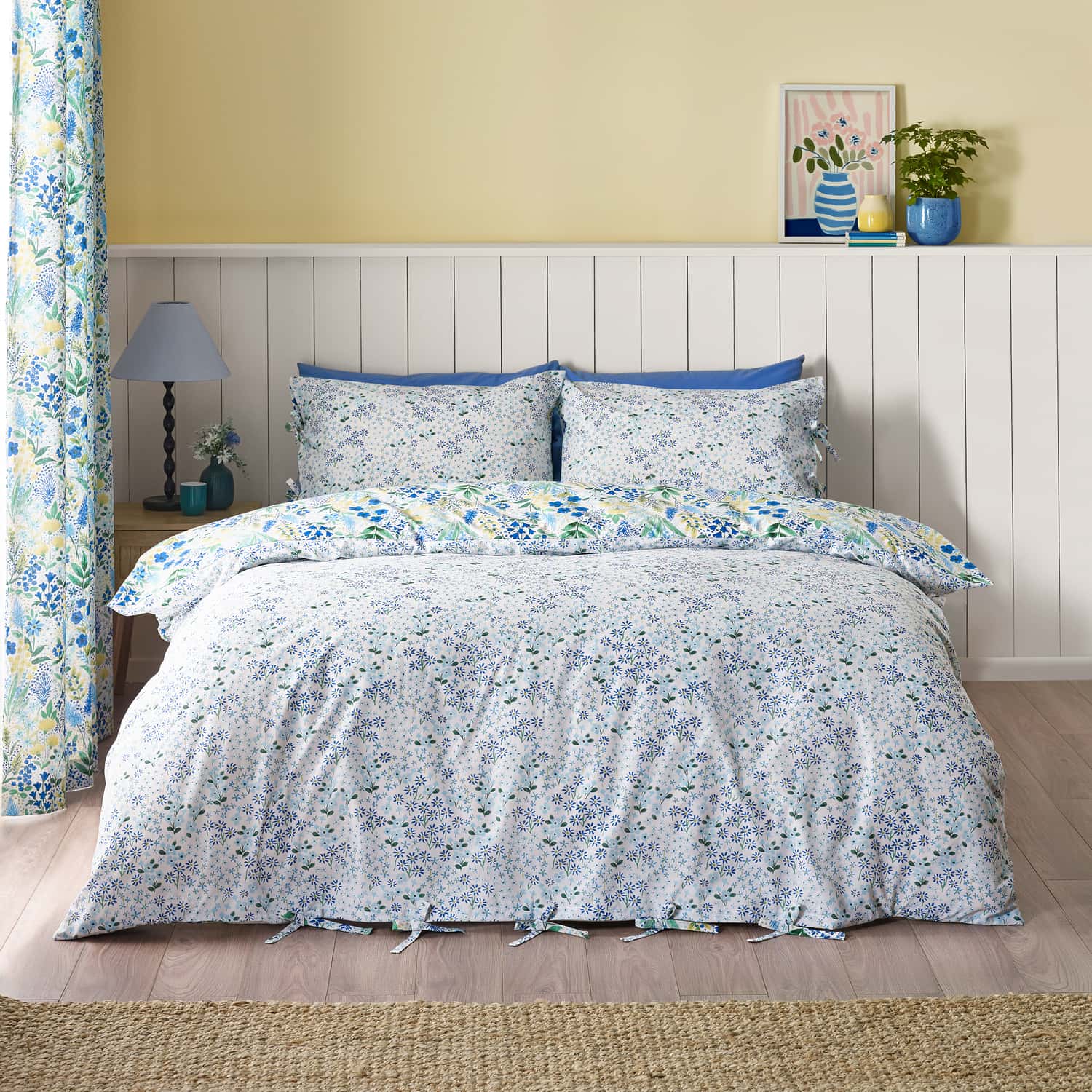 Catherine Lansfield Tilly Floral Duvet Cover Set - Blue - Tilly Floral Duvet Set Blue