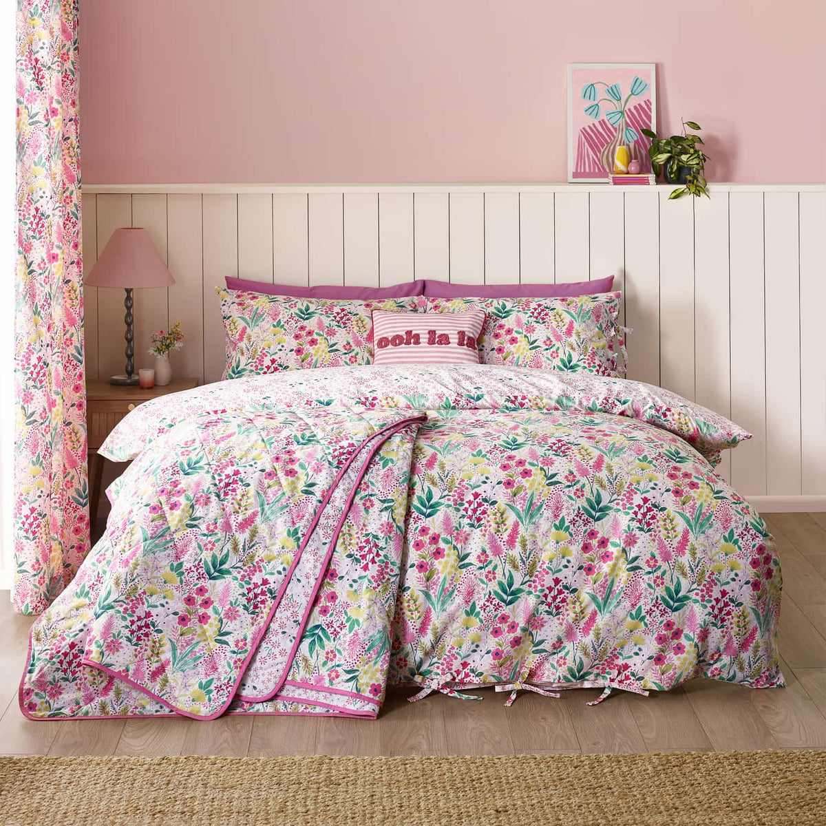 Catherine Lansfield Tilly Floral Duvet Cover Set - Pink