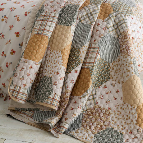 Catherine Lansfield Floral Patchwork Bedspread - Floral Patchwork Bedspread