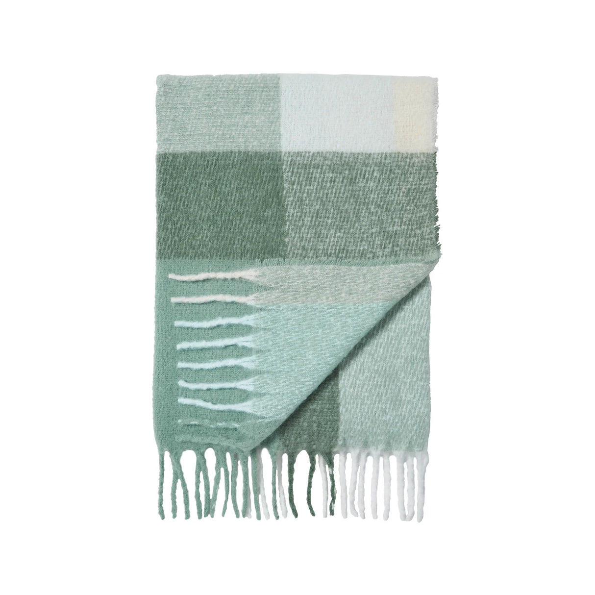 Catherine Lansfield Faux Mohair Check Blue 130x170cm Throw 8