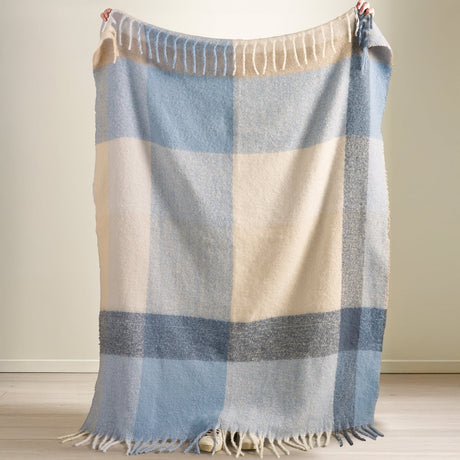 Catherine Lansfield Faux Mohair Check Throw - Faux Mohair Check Blue Throw