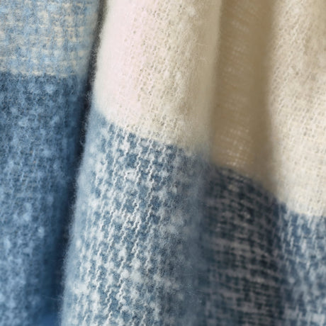 Catherine Lansfield Faux Mohair Check Throw - Faux Mohair Check Blue Throw