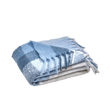 Catherine Lansfield Faux Mohair Check Throw - Faux Mohair Check Blue Throw
