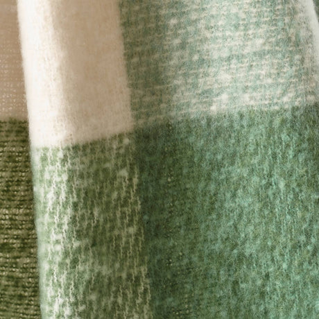 Catherine Lansfield Faux Mohair Check Throw - Faux Mohair Check Green Throw