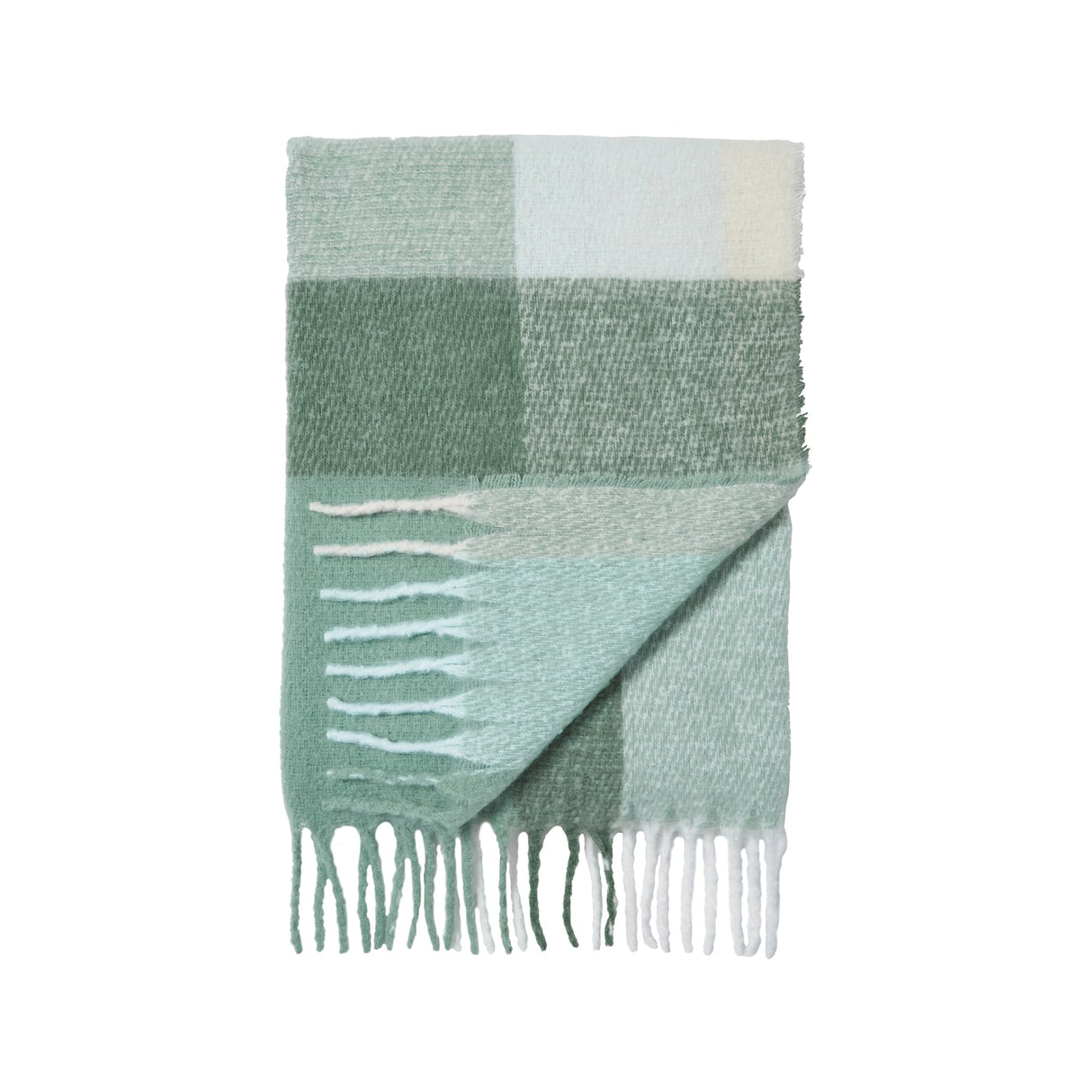 Catherine Lansfield Faux Mohair Check Throw - Faux Mohair Check Green Throw