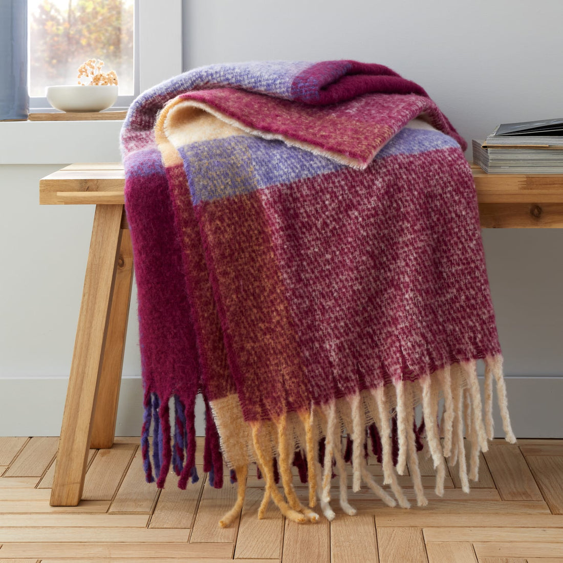Catherine Lansfield Faux Mohair Check Cosy Thermal Throw Blanket 130cm x 170cm