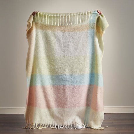 Catherine Lansfield Faux Mohair Check Throw - Faux Mohair Throw Pastel