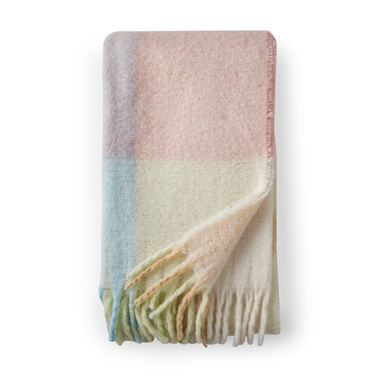 Catherine Lansfield Faux Mohair Check Throw - Faux Mohair Throw Pastel