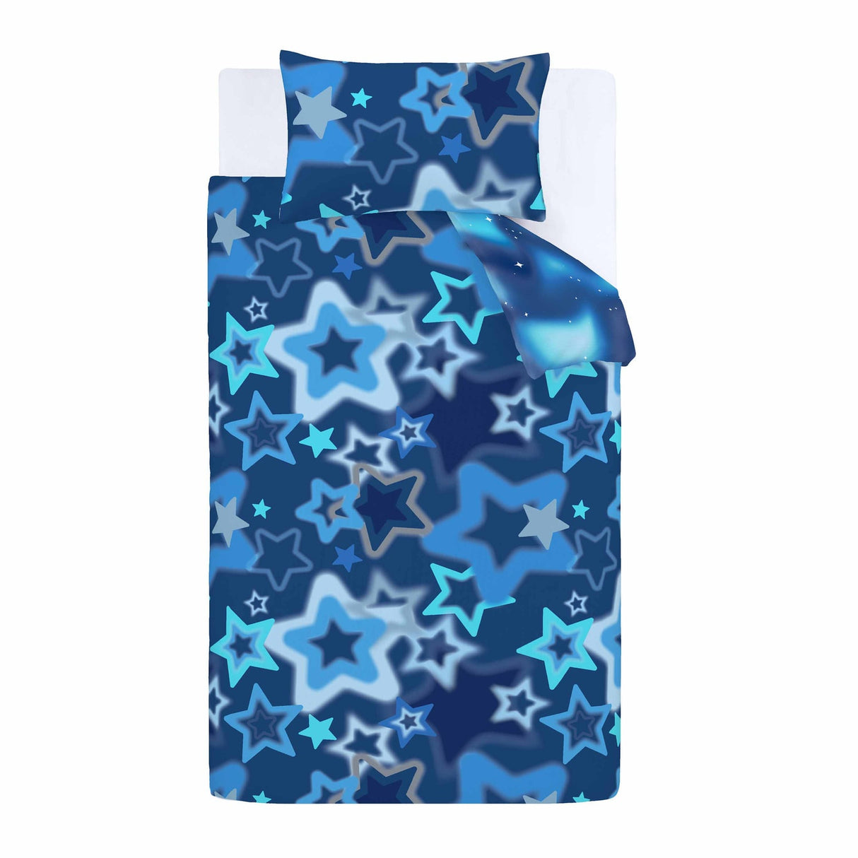 Catherine Lansfield Ombre Stars Kids Duvet Cover and Fitted Sheet Set - Ombre Stars Duvet Set Blue