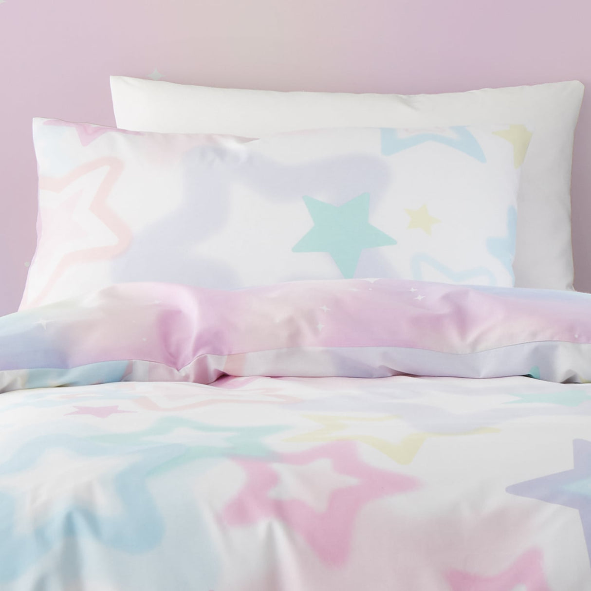 Catherine Lansfield Ombre Stars Kids Duvet Cover and Fitted Sheet Set - Ombre Stars Duvet Set White