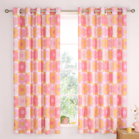 Catherine Lansfield Retro Daisy Kids Eyelet Curtains Polycotton - Retro Daisy Curtains