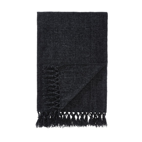Catherine Lansfield Wilson Plain Cosy Throw 130cm x 170cm - Wilson Chenille Throw Black