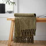 Catherine Lansfield Wilson Plain Cosy Throw 130cm x 170cm - Wilson Chenille Throw Olive
