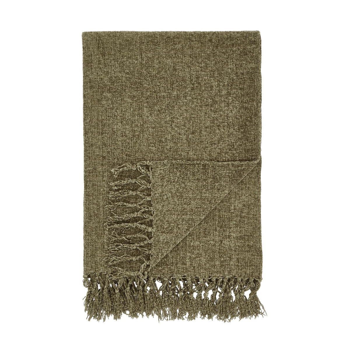Catherine Lansfield Wilson Plain Cosy Throw 130cm x 170cm - Wilson Chenille Throw Olive