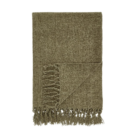 Catherine Lansfield Wilson Plain Cosy Throw 130cm x 170cm - Wilson Chenille Throw Olive