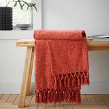 Catherine Lansfield Wilson Plain Cosy Throw 130cm x 170cm - Wilson Chenille Throw Terracotta