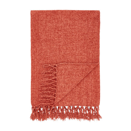 Catherine Lansfield Wilson Plain Cosy Throw 130cm x 170cm - Wilson Chenille Throw Terracotta
