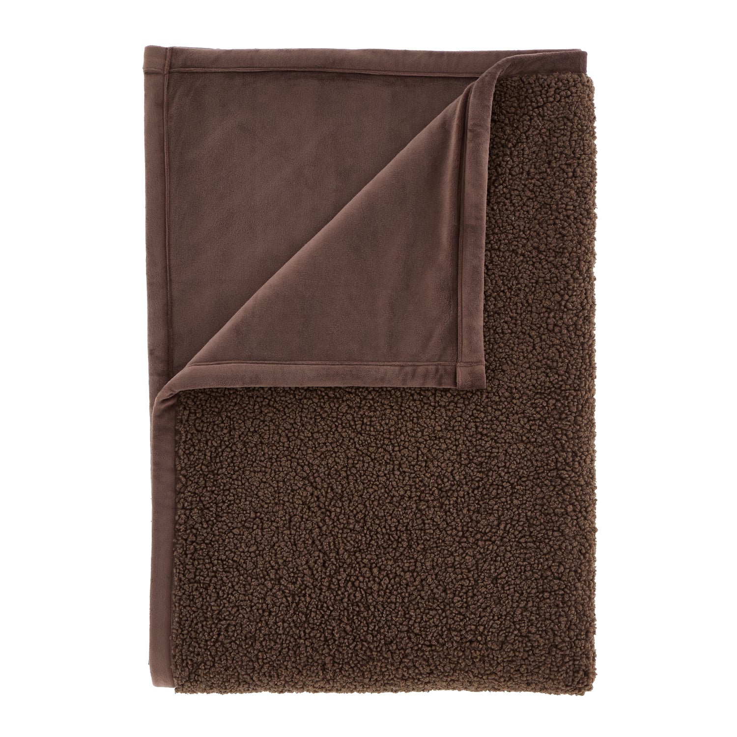 Catherine Lansfield So Soft Velvet Boucle Reversible Throw – Damson – 130cm x 170cm - So Soft Velvet Boucle Chocolate Throw