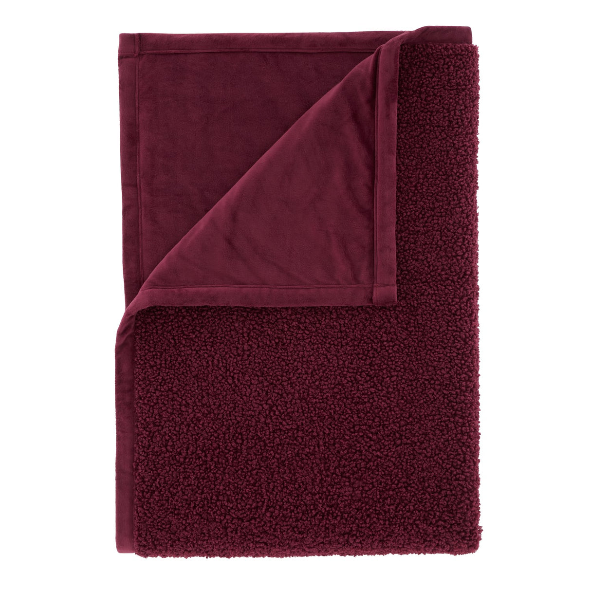 Catherine Lansfield So Soft Velvet Boucle Reversible Throw – Damson – 130cm x 170cm - So Soft Velvet Boucle Damson Throw
